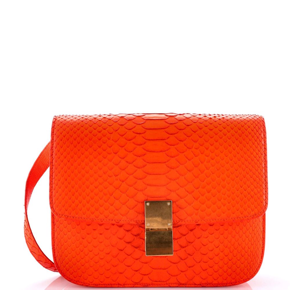 Good Celine Classic Box Bag Python Medium Orange - image 1